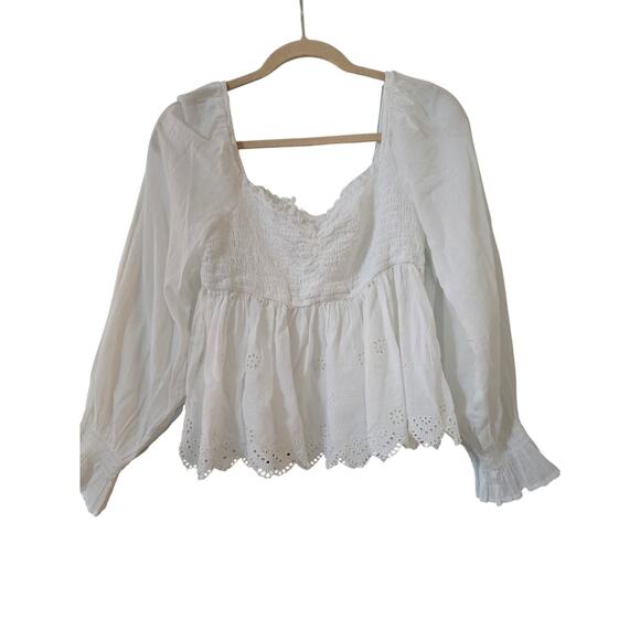 New American Eagle white eyelet babydoll top size medium - Picture 1 of 2